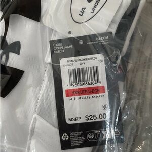 YXS Under Armour White and Black Tapered Fit Apparel brand new with tags